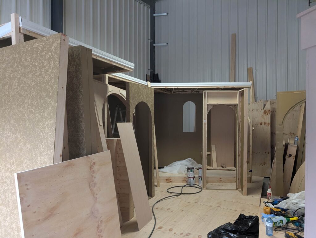 The test fit of the second floor at the build site